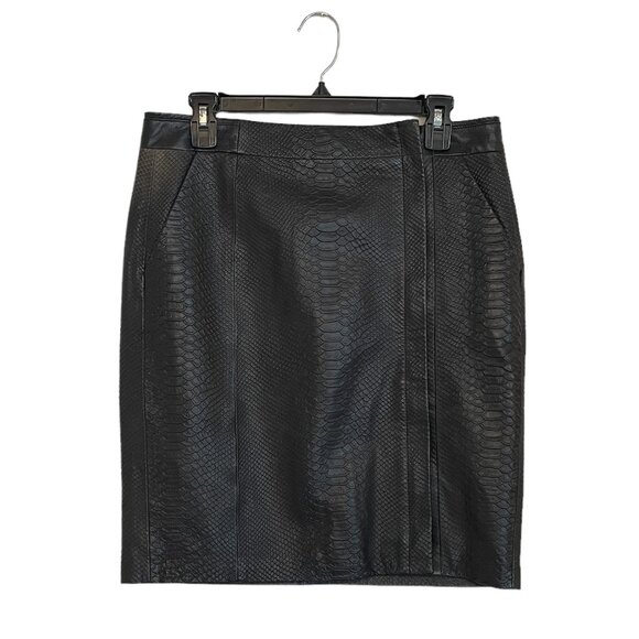 VINCE Pencil Skirt Snake Embossed Wrapped Leather Pockets Lined Graphite Size 8 - Picture 3 of 16